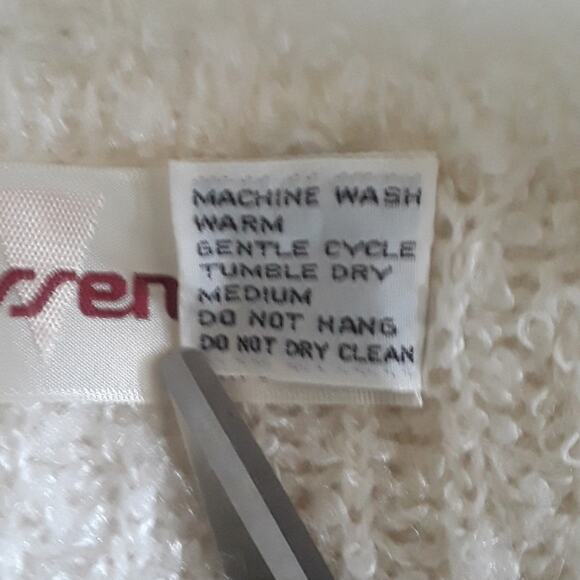 Vintage Womens Sz L Pockets Ivory 90s Granny Core Fairy Open Front Y2K Cardigan - Picture 8 of 8